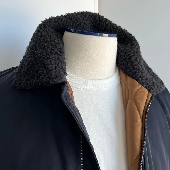 Gap men’s navy bomber jacket with sherpa collar - Picture 3 of 13